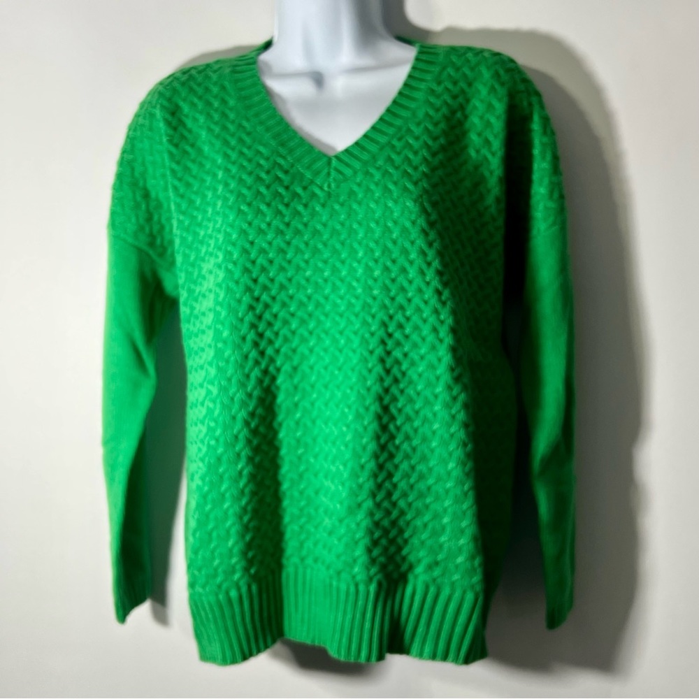 EUC! Vintage Liz Claiborne Green Cable Knit Sweater Size PM Perfect Condition!